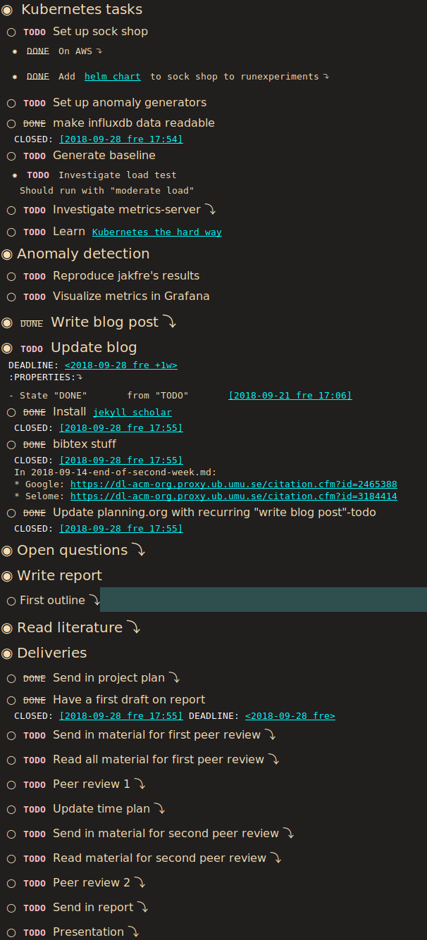 Screenshot of my planning document in org-mode